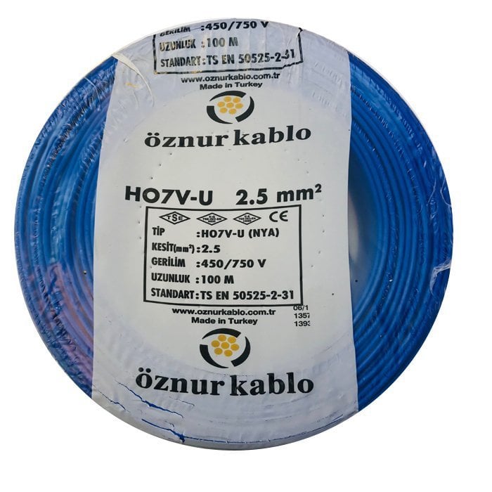 H07V-U (NYAtre) 2,5 mm Enerji Kablosu 100 me